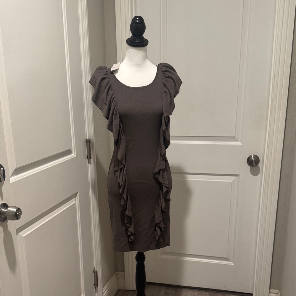 Goddess Ruffle Sleeve Mini Dress - Gray